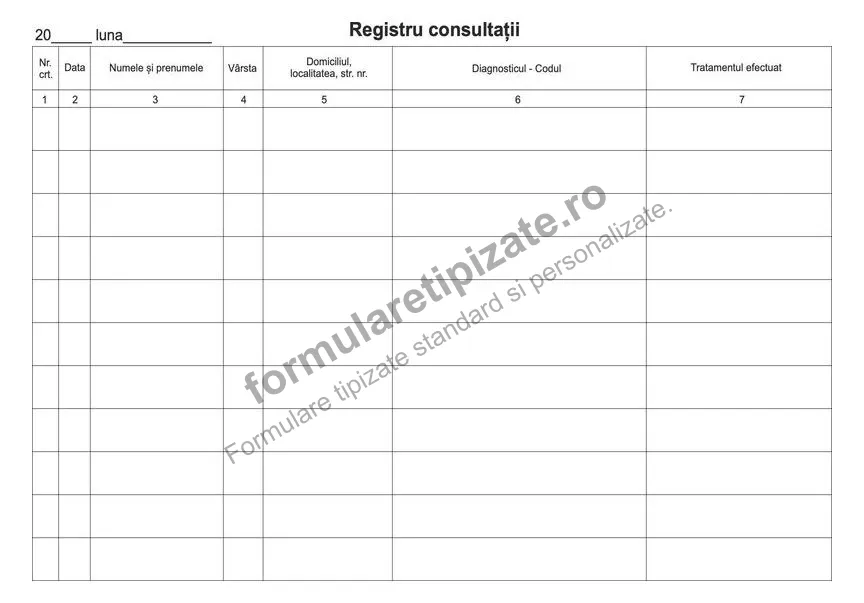 Registru de consultații - verso