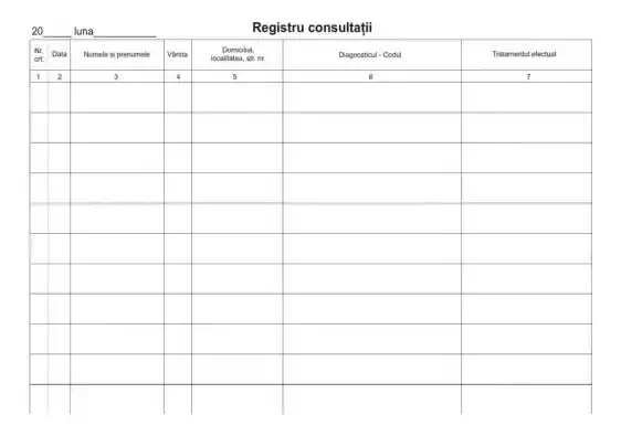 Registru de consultații - verso