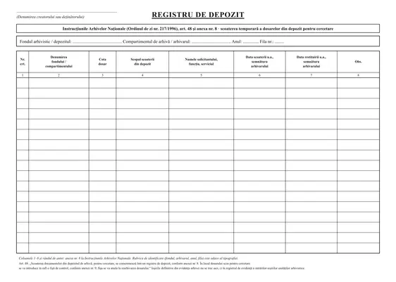 Registru de depozit (arhivă)