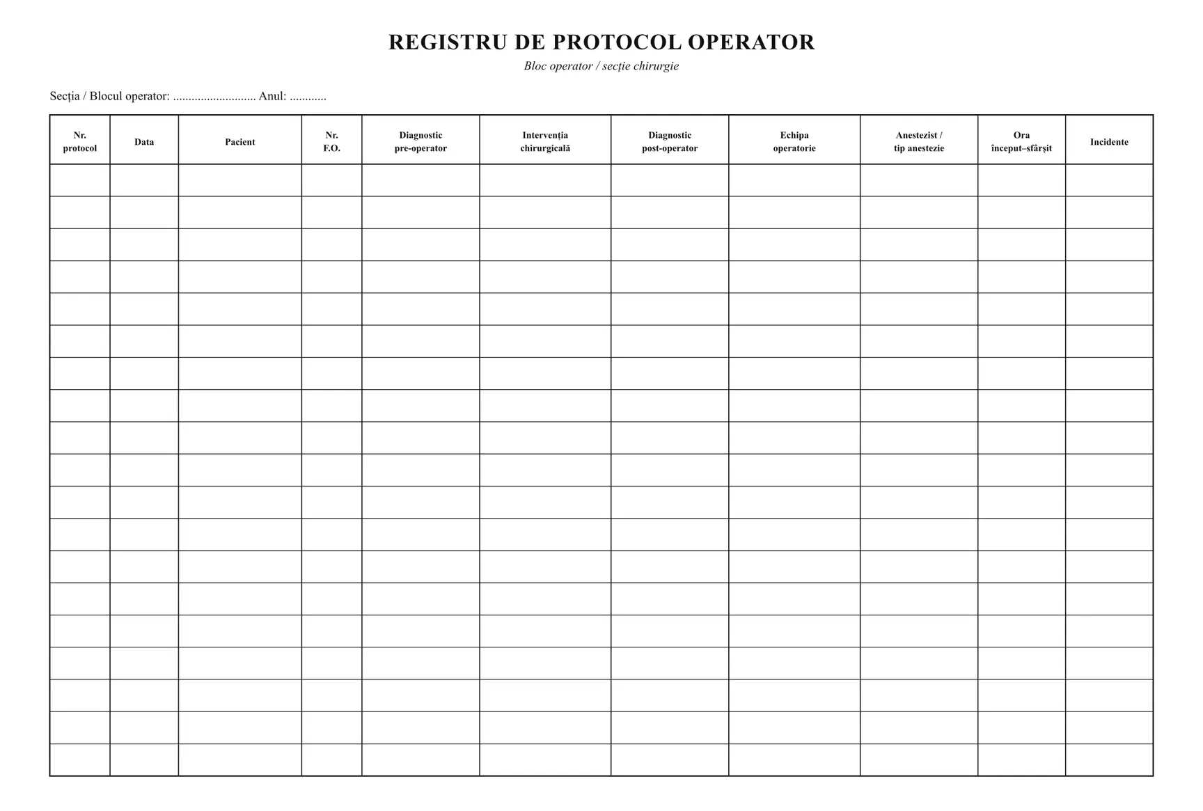 Registru de protocol operator
