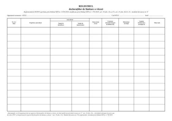 Registrul declarațiilor de limitare a vitezei