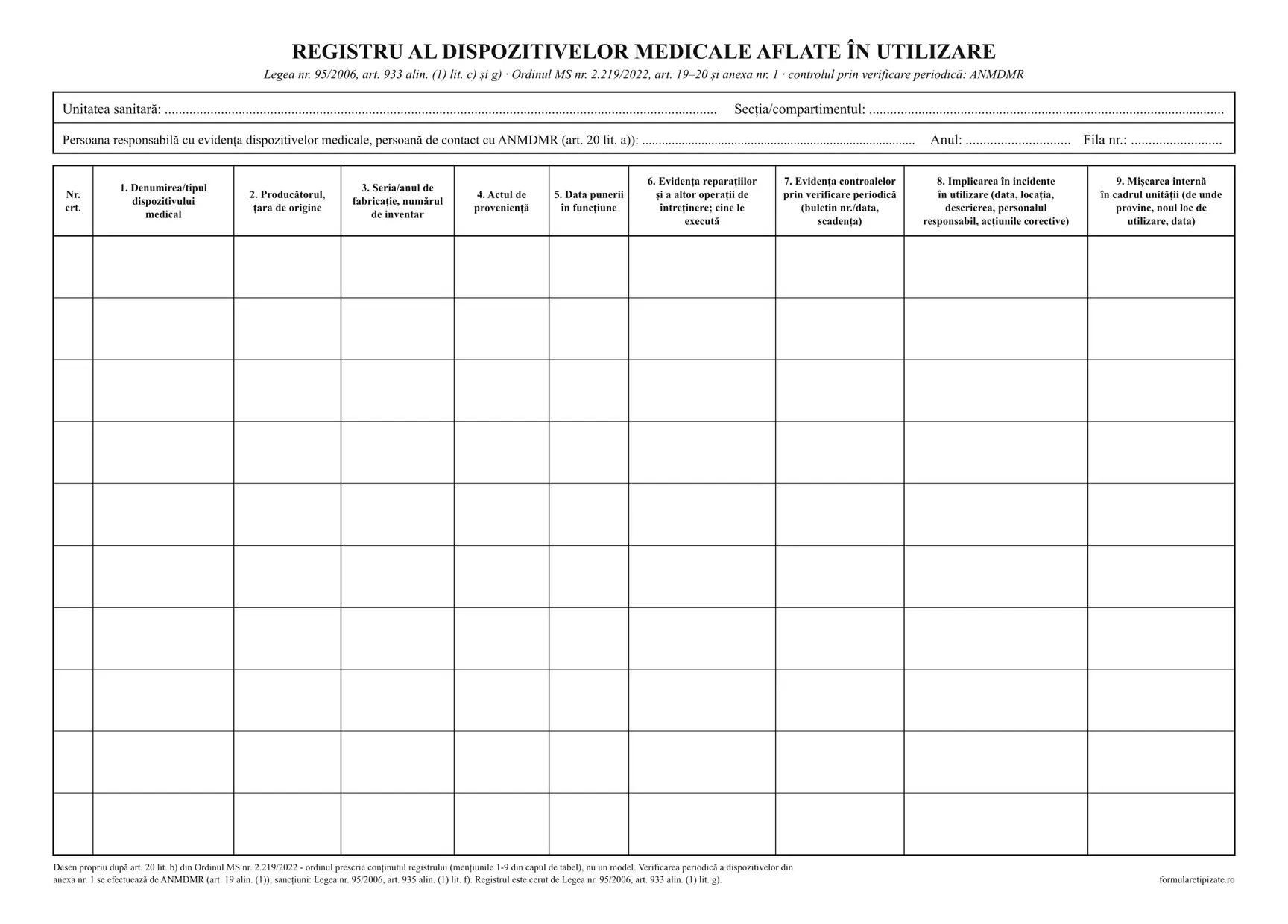 Registru al dispozitivelor medicale aflate în utilizare