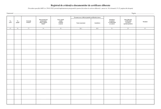 Registrul de evidență a documentelor de certificare eliberate (formare continuă) - imagine 2