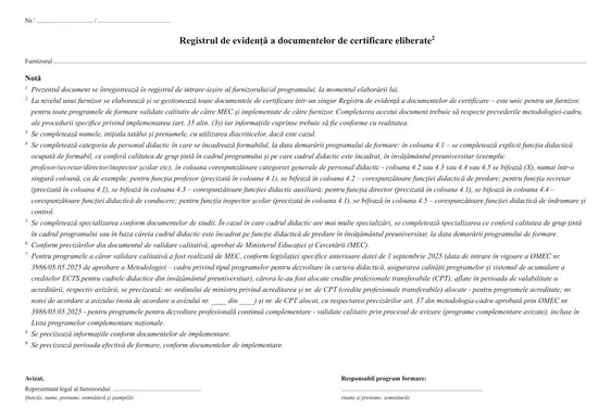 Registrul de evidență a documentelor de certificare eliberate (formare continuă) - imagine 3