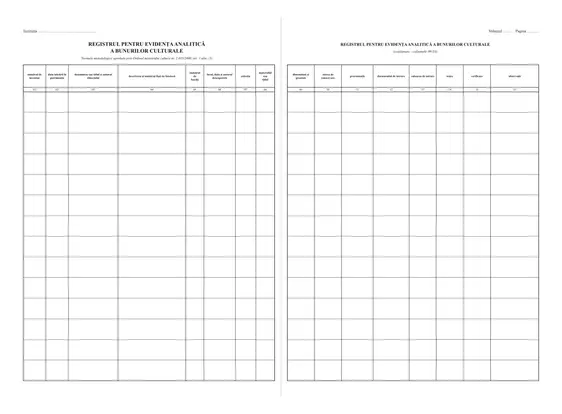 Registru pentru evidența analitică a bunurilor culturale (registru inventar muzeu)