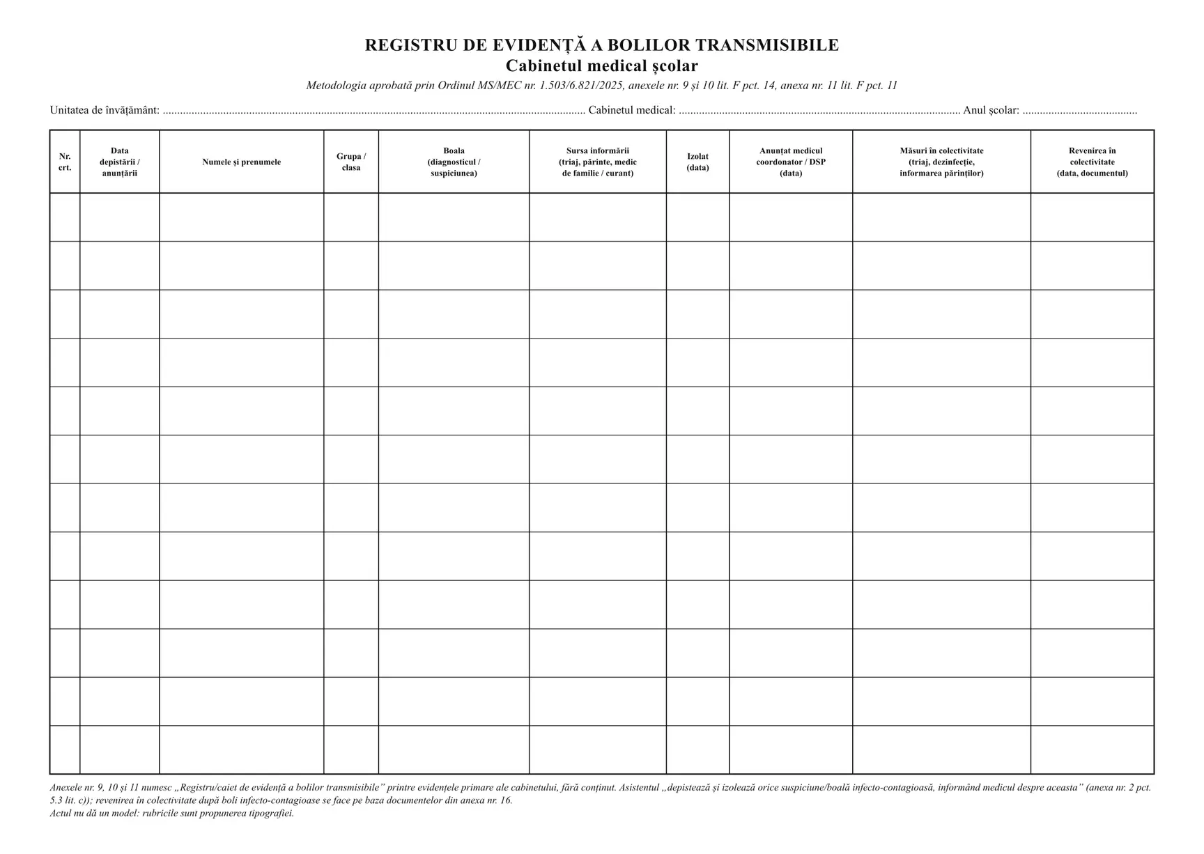 Registru de evidență a bolilor transmisibile