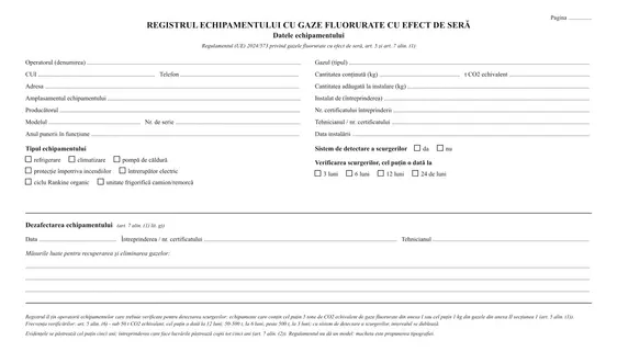 Registrul echipamentului cu gaze fluorurate (evidențele F-gas, Regulamentul (UE) 2024/573) - imagine 2