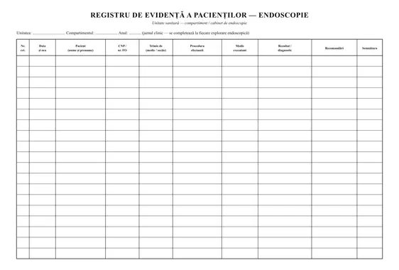 Registru de evidență a pacienților (endoscopie)