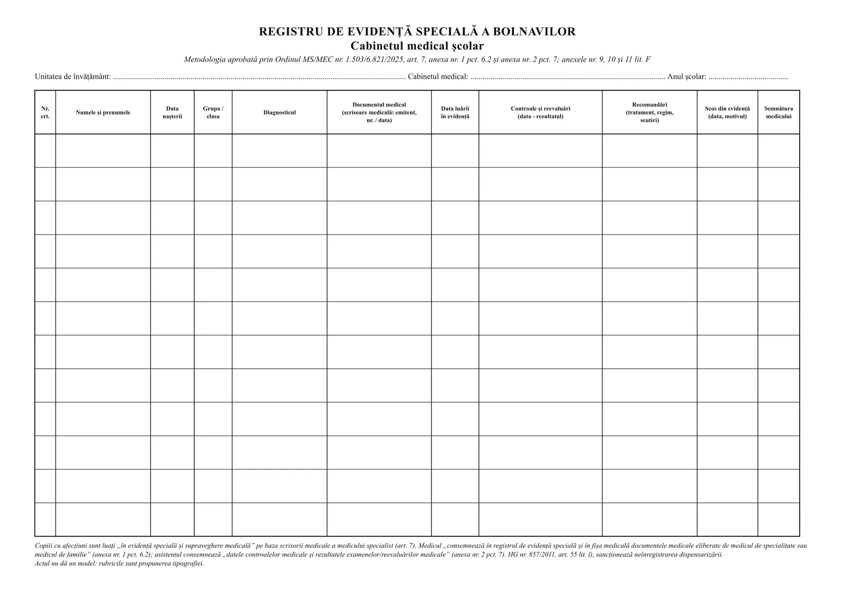 Registru de evidență specială a bolnavilor