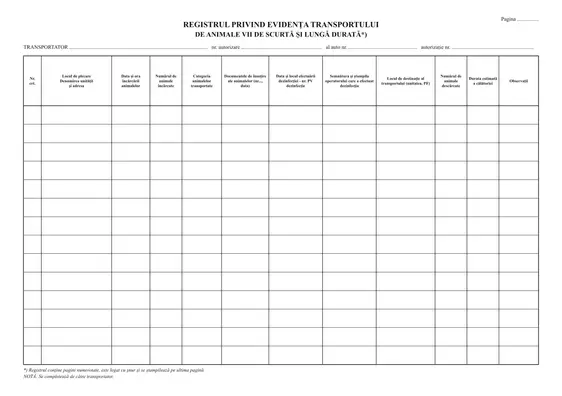 Registru privind evidența transportului de animale vii (anexa nr. 9 la Norma ANSVSA 10/2024)