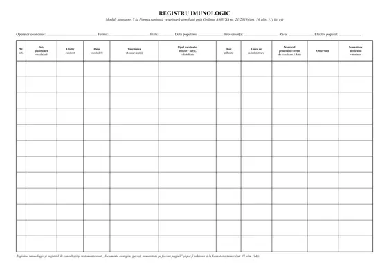 Registru imunologic (ferme de păsări)