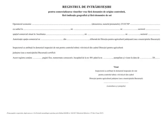 Registrul de intrări/ieșiri pentru comercializarea vinurilor vrac - imagine 2