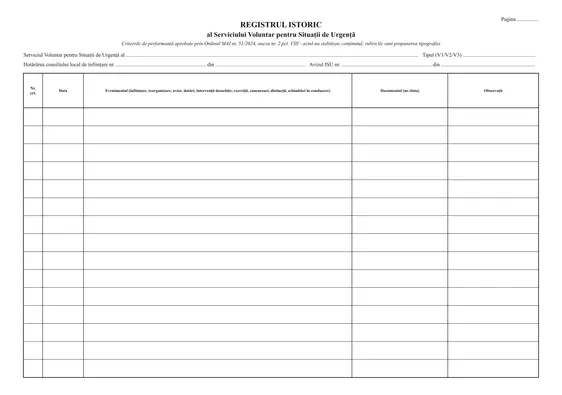 Registrul istoric al serviciului voluntar pentru situații de urgență