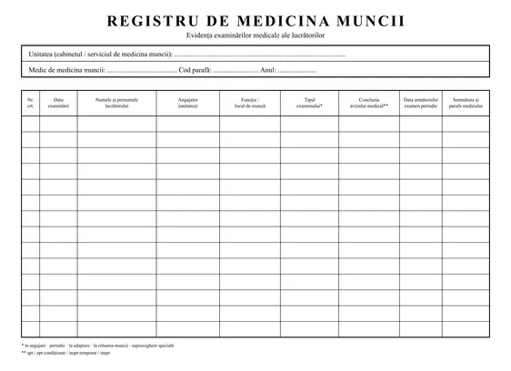 Registru de medicina muncii