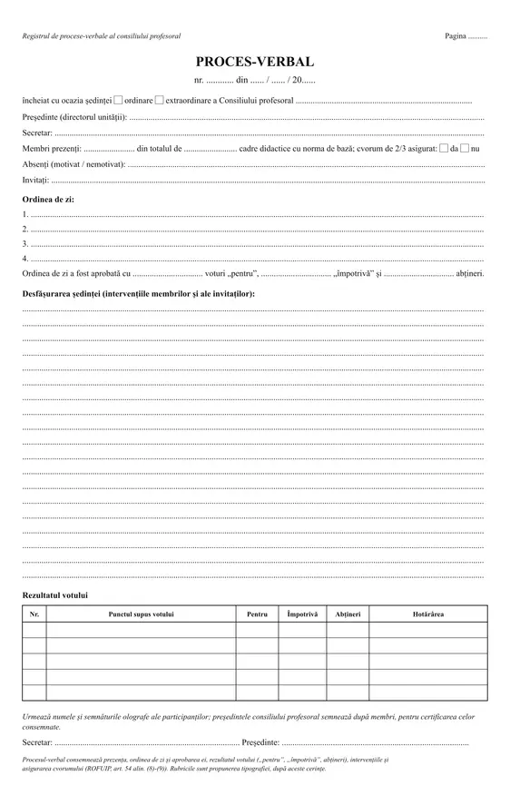 Registru de procese-verbale al consiliului profesoral