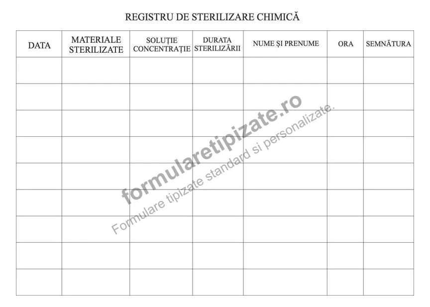 Registru de sterilizare chimică