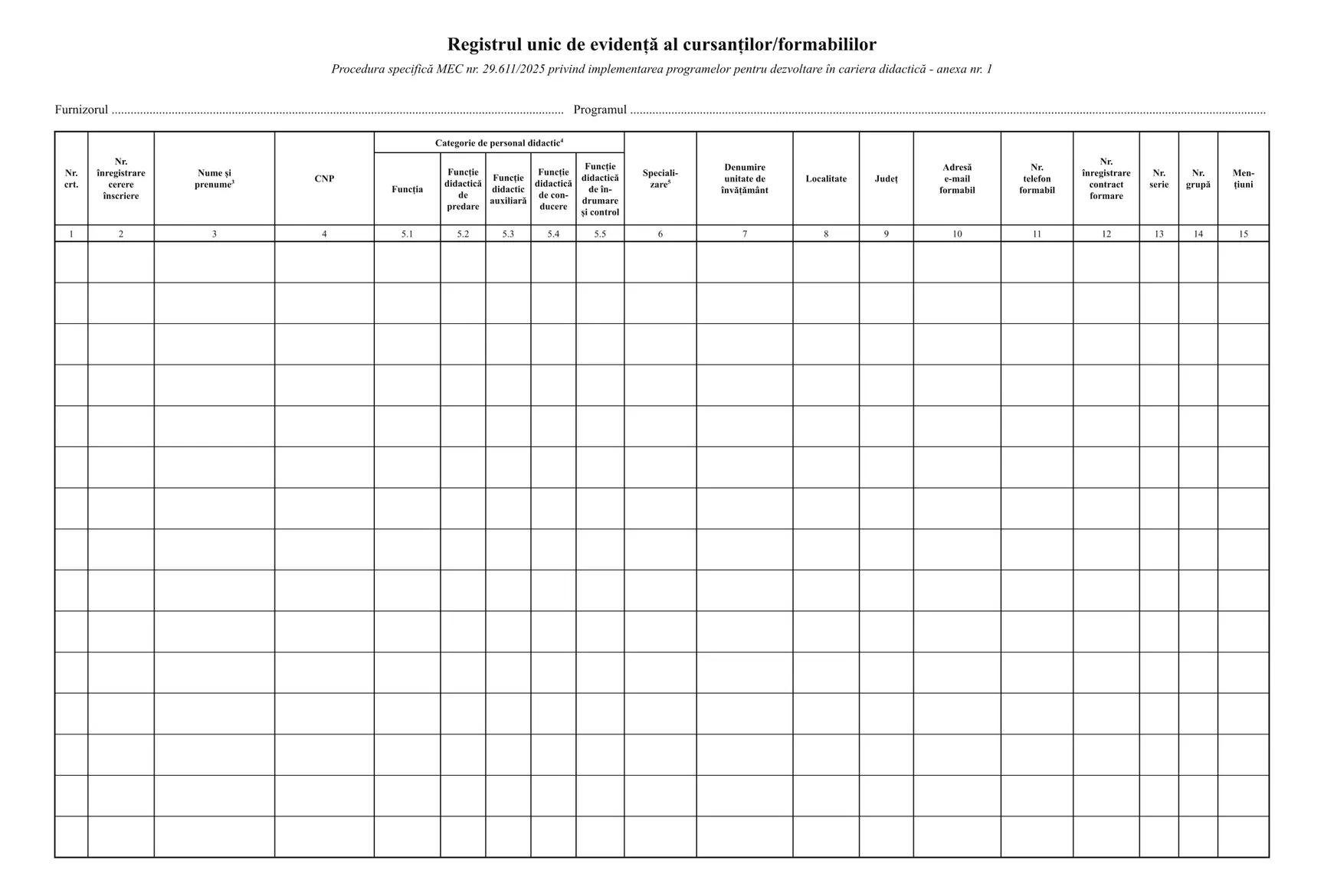 Registrul unic de evidență al cursanților/formabililor (formare continuă)