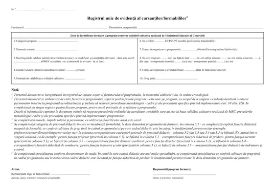 Registrul unic de evidență al cursanților/formabililor (formare continuă) - imagine 2
