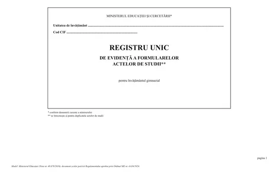 Registru unic de evidență a formularelor actelor de studii - imagine 4