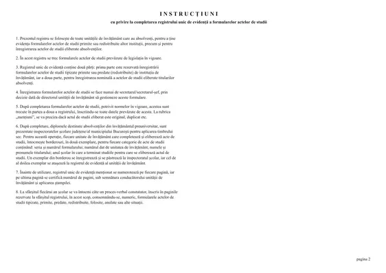 Registru unic de evidență a formularelor actelor de studii - imagine 5