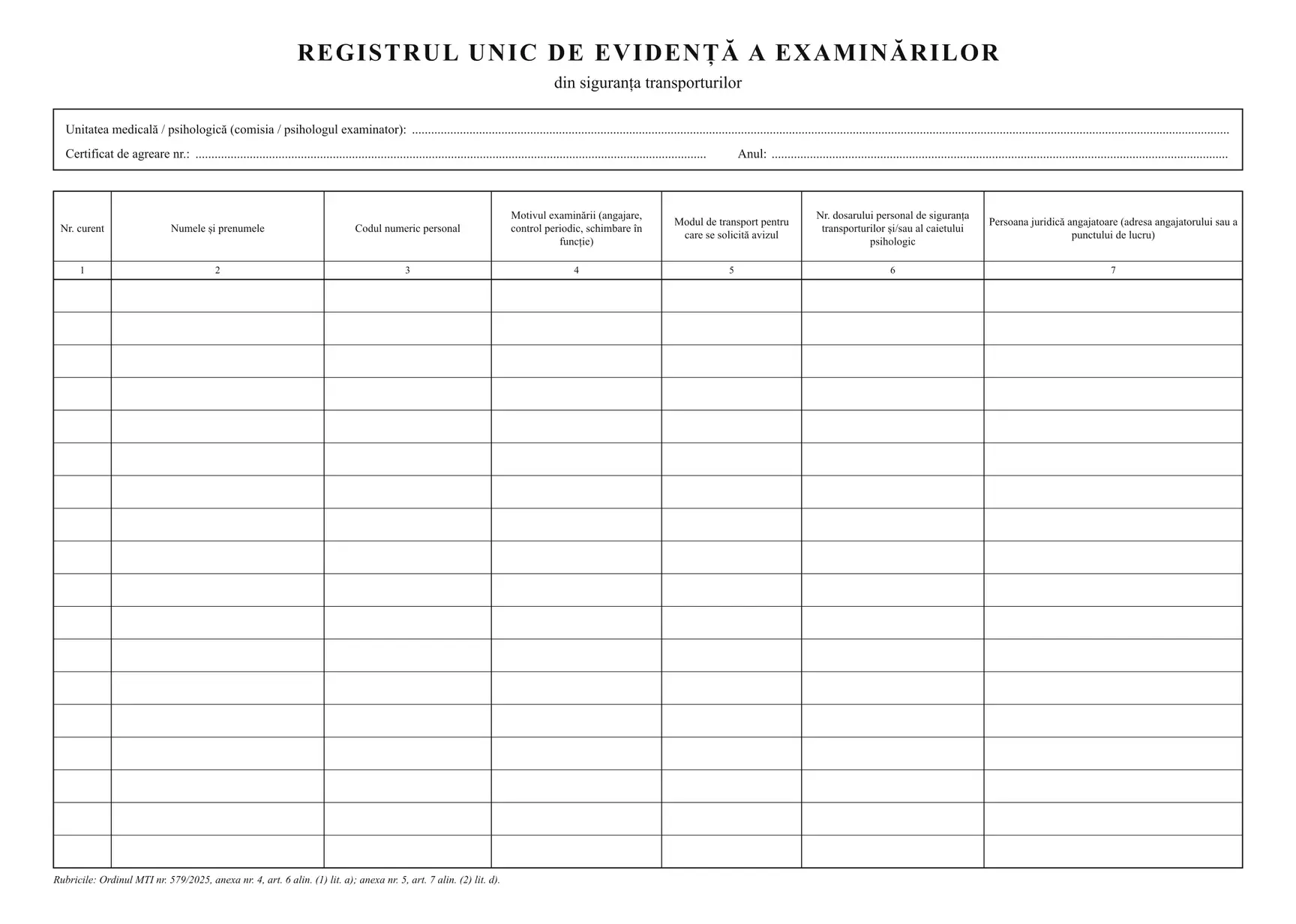 Registrul unic de evidență a examinărilor din siguranța transporturilor