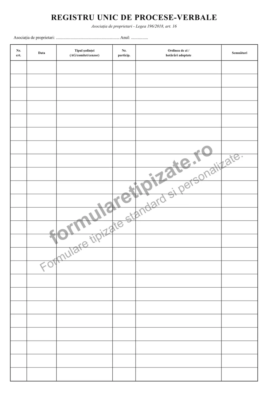 Registru unic de procese-verbale