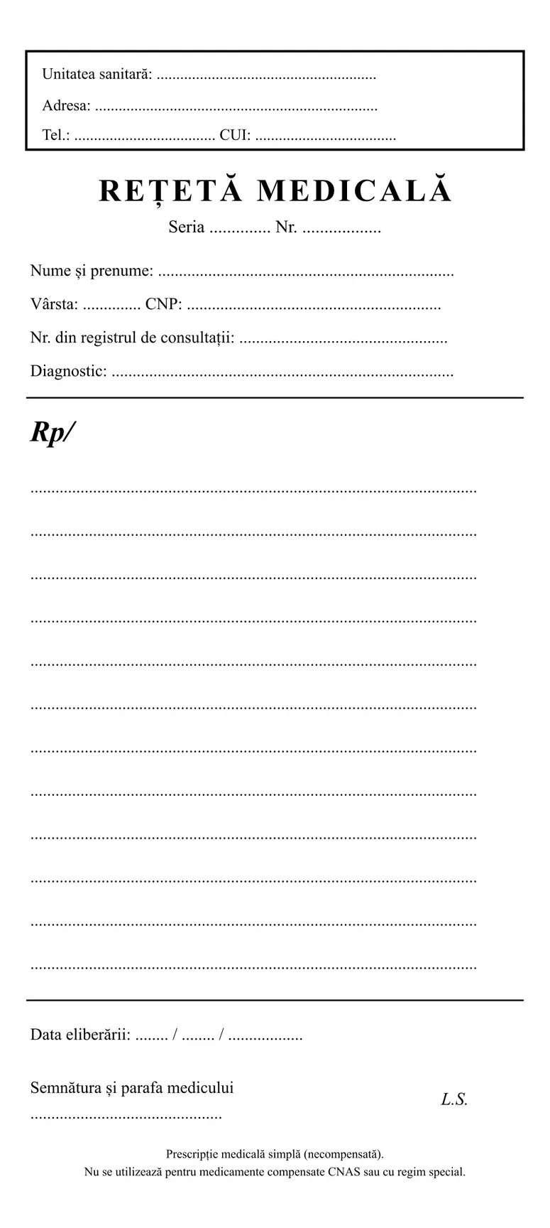 Rețete medicale simple (rețetar)
