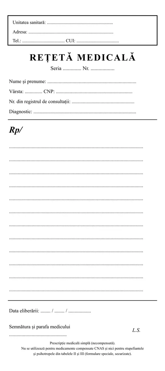 Rețete medicale simple (rețetar)