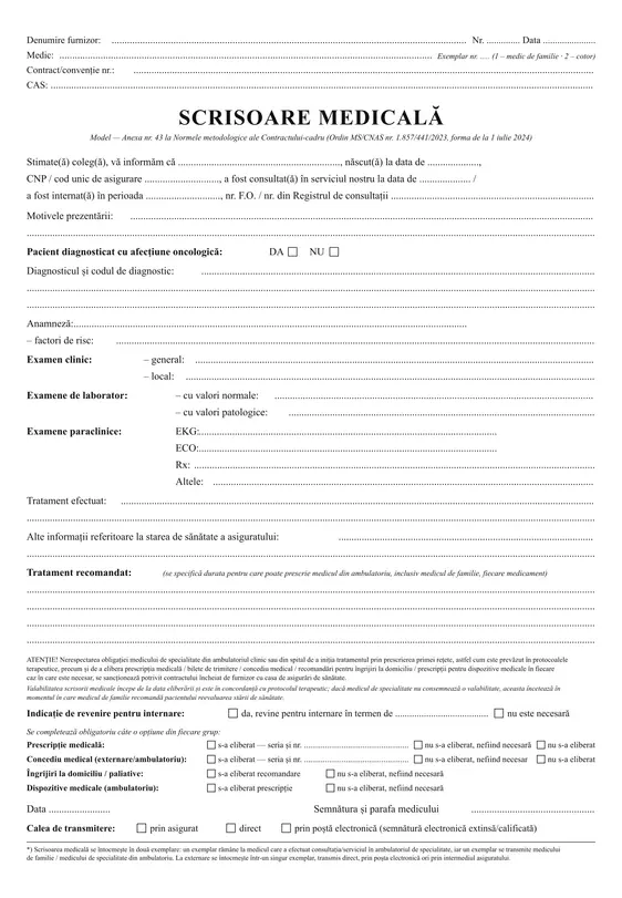 Scrisoare medicală - față